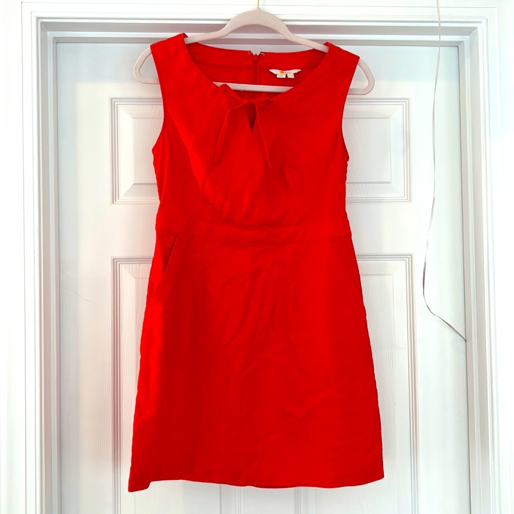 Boden red linen dress size us4 petite